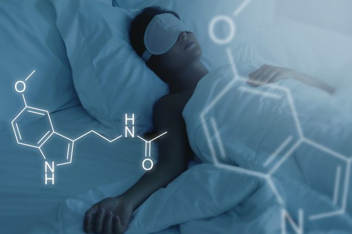 Melatonin,Skeletal,Formula,And,Sleeping,Woman,During,The,Night