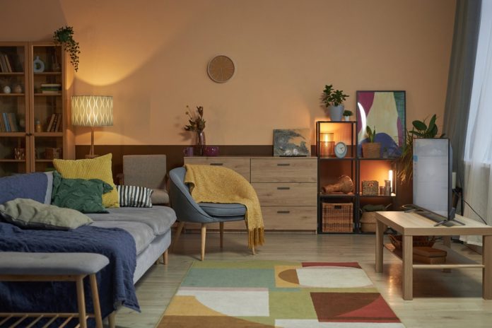 Background,Image,Of,Cozy,Living,Room,Interior,With,Low,Lighting