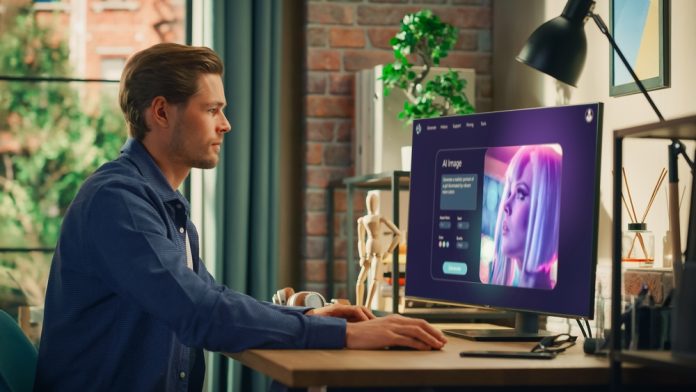 Young,Creative,Marketing,Brand,Specialist,Uses,Ai,Image,Generation,Software