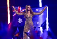 Η Delta Goodrem έλαμψε στη Eurovision με Celia Kritharioti Haute Couture