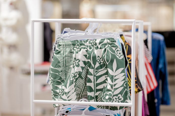 Close,Up,Men's,Swimming,Trunks,In,The,Store.