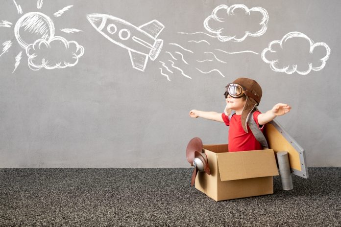 Child,Pretend,To,Be,Pilot.,Kid,Having,Fun,At,Home.