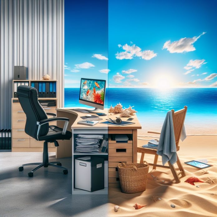 A,Desk,With,A,Table,And,A,Computer,And,Chair