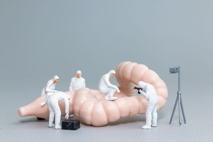 Tiny,Figures,In,Hazmat,Suits,Examine,A,Model,Of,The